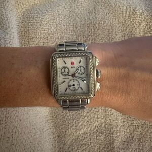 Michele Silver Women's Watch with Diamond Accents
